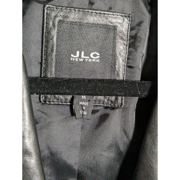 JLC New York women's leather jacket size medium blk mid length preowned - Picture 2 of 3